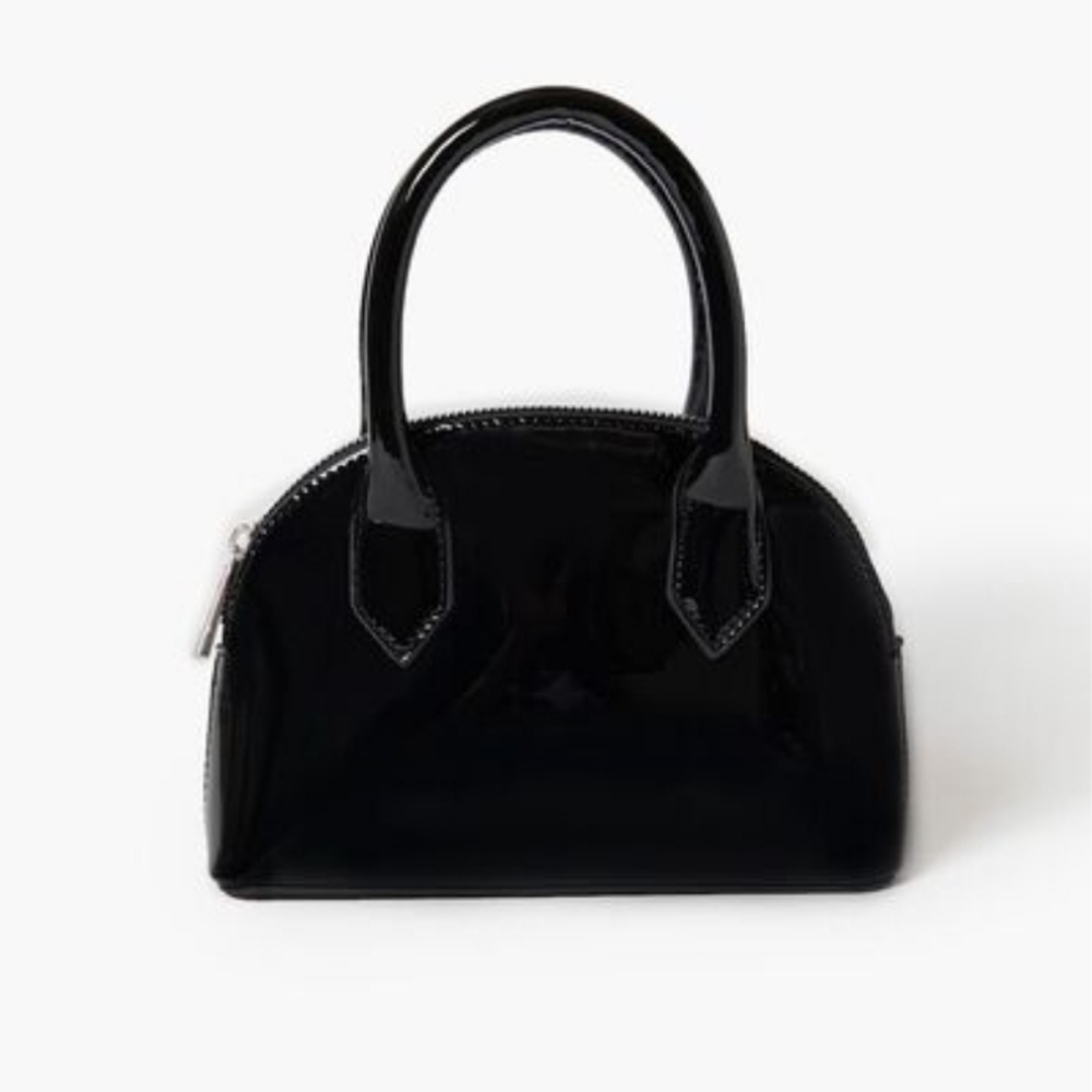 Forever 21 Black Patent Mini Dome Satchel